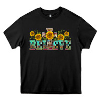 Black western believe sunflowers flowers Heavy Core Tee - BarkalooDesign