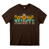 Chocolate Brown western believe sunflowers flowers Heavy Core Tee - BarkalooDesign