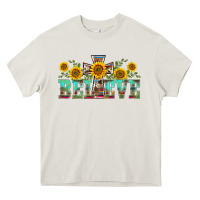 Cream western believe sunflowers flowers Heavy Core Tee - BarkalooDesign