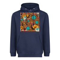 Navy western aztec bull skull seamless pattern Heavyweight Hoodie - FaDigitalArtStudio