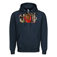 Navy joy Zipper Hoodie - CowGirlArtShop