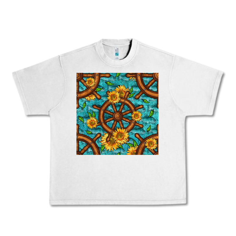 Lake Boat Rudder And Sunflowers Seamless Pattern Urban Heavy Tee by BundleAndBundleShop | Teevron