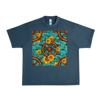 Midnight Navy Lake Boat Rudder And Sunflowers Seamless Pattern Urban Heavy Tee - BundleAndBundleShop