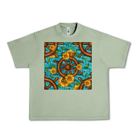Oil Green Lake Boat Rudder And Sunflowers Seamless Pattern Urban Heavy Tee - BundleAndBundleShop