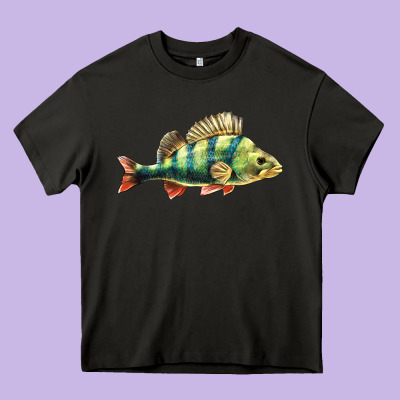 Perch Fish Heavy Core Tee Designed By Lillyallendesigns