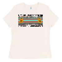 Bone western cowhide serape sunflower mama license plate Ladies Tee - BarkalooDesign