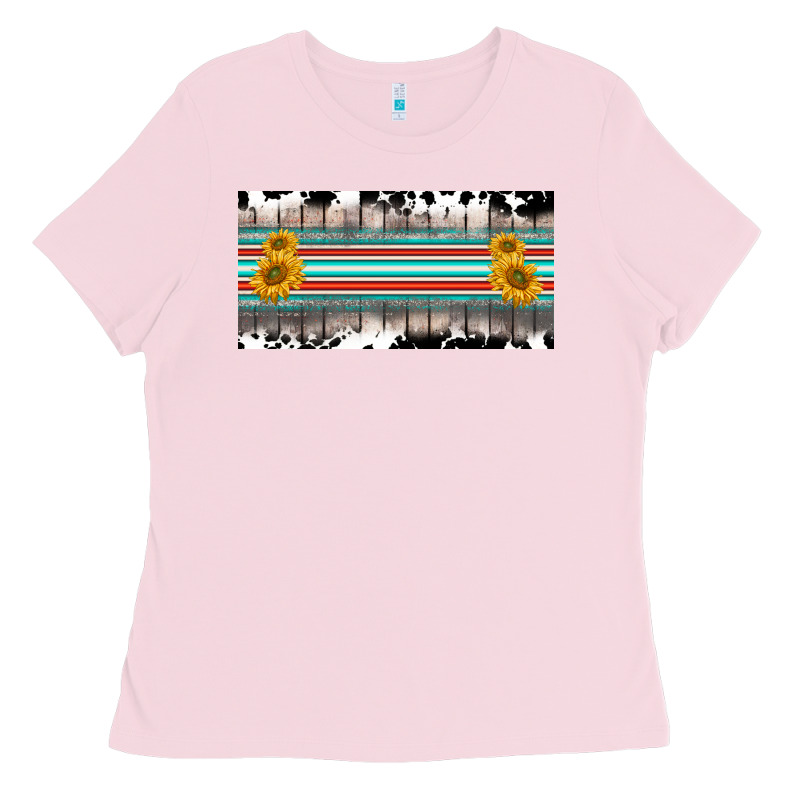 Western Cowhide Serape Sunflower Mama License Plate Ladies Tee by BarkalooDesign | Teevron