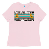 Bubblegum Pink western cowhide serape sunflower mama license plate Ladies Tee - BarkalooDesign
