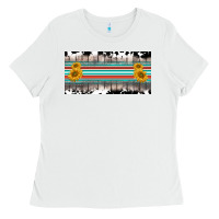 White western cowhide serape sunflower mama license plate Ladies Tee - BarkalooDesign