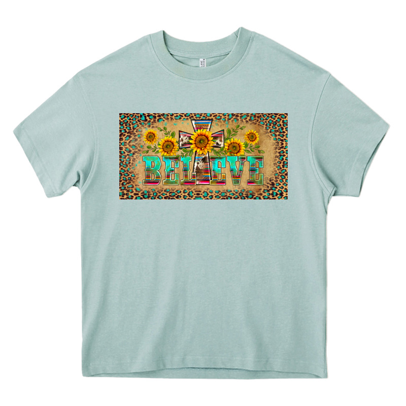 Western Believe Leopard Aztek License Plate Template Heavy Core Tee by BarkalooDesign | Teevron