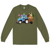 Army Green easter tracktor bunny carrot flowers  egg Long Sleeve Tee - RanaPortraitStore