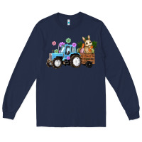 Navy easter tracktor bunny carrot flowers  egg Long Sleeve Tee - RanaPortraitStore