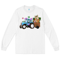 White easter tracktor bunny carrot flowers  egg Long Sleeve Tee - RanaPortraitStore