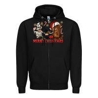 Black merry christmas heifer cow gnomies Zipper Hoodie - CowGirlArtShop