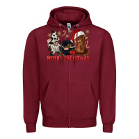 Burgundy merry christmas heifer cow gnomies Zipper Hoodie - CowGirlArtShop