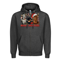 Charcoal Heather merry christmas heifer cow gnomies Zipper Hoodie - CowGirlArtShop