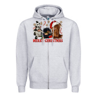 Heather Grey merry christmas heifer cow gnomies Zipper Hoodie - CowGirlArtShop