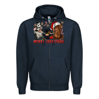 Navy merry christmas heifer cow gnomies Zipper Hoodie - CowGirlArtShop