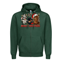 Sports Green merry christmas heifer cow gnomies Zipper Hoodie - CowGirlArtShop
