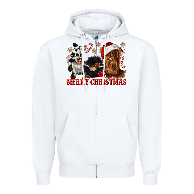 Merry Christmas Heifer Cow Gnomies Zipper Hoodie by CowGirlArtShop | Teevron