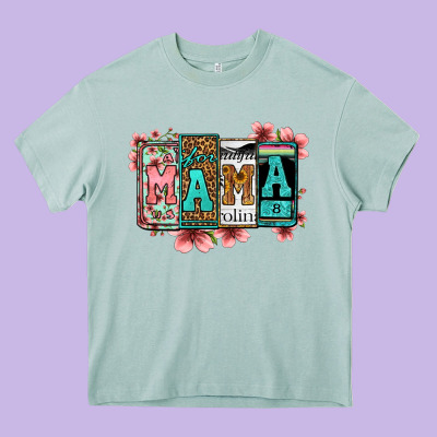 License Letters Floral Mama Heavy Core Tee Designed By Jasminsmagicworld