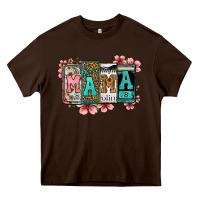 Chocolate Brown license letters floral mama Heavy Core Tee - Jasminsmagicworld