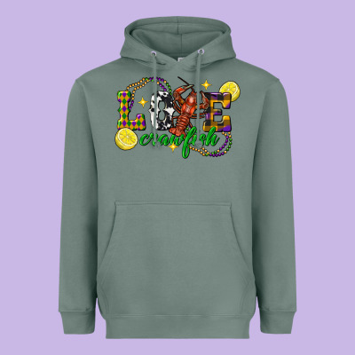 Mardi Gras Love Crawfish Heavyweight Hoodie Designed By Fadigitalartstudio
