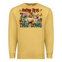 Antique Gold Coffee First Then Cows Premium Sweatshirt - FaDigitalArtStudio