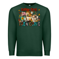 Sports Green Coffee First Then Cows Premium Sweatshirt - FaDigitalArtStudio