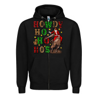 Black howdy ho ho hos christmas Zipper Hoodie - CowGirlArtShop