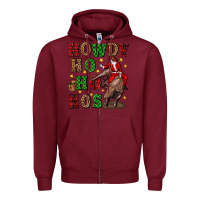 Burgundy howdy ho ho hos christmas Zipper Hoodie - CowGirlArtShop