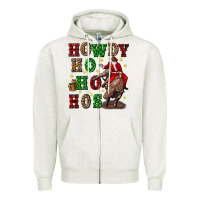 Oatmeal Heather howdy ho ho hos christmas Zipper Hoodie - CowGirlArtShop