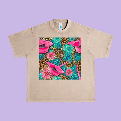 Hairdresser Hair Color Mixing Bowl And Dye Brush With Flowers And Leop Urban Heavy Tee Designed By Bundleandbundleshop