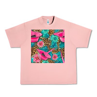 Salmon Hairdresser Hair Color Mixing Bowl And Dye Brush With Flowers And Leop Urban Heavy Tee - BundleAndBundleShop