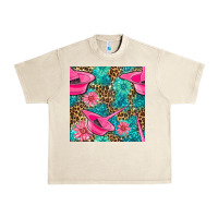 Sandshell Hairdresser Hair Color Mixing Bowl And Dye Brush With Flowers And Leop Urban Heavy Tee - BundleAndBundleShop