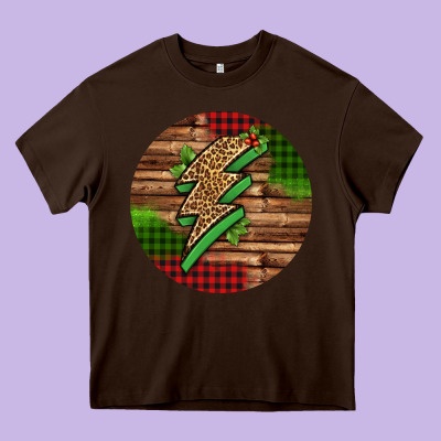 Leopard Lightning Bolt Christmas Heavy Core Tee Designed By Jasminsmagicworld