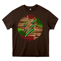 Chocolate Brown leopard lightning bolt Christmas Heavy Core Tee - Jasminsmagicworld