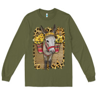 Army Green Donkey With Sunflowers Long Sleeve Tee - Bettercallsaul