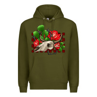 Army Green bullskull rose and cactus olivia Premium Hoodie - OliviaCreatesArt