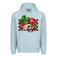 Blue Mist bullskull rose and cactus olivia Premium Hoodie - OliviaCreatesArt