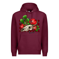 Burgundy bullskull rose and cactus olivia Premium Hoodie - OliviaCreatesArt