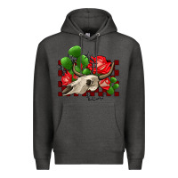 Charcoal Heather bullskull rose and cactus olivia Premium Hoodie - OliviaCreatesArt