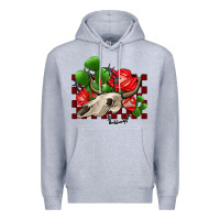 Heather Grey bullskull rose and cactus olivia Premium Hoodie - OliviaCreatesArt