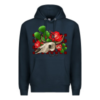 Navy bullskull rose and cactus olivia Premium Hoodie - OliviaCreatesArt