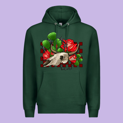 Bullskull Rose And Cactus Olivia Premium Hoodie Designed By Oliviacreatesart