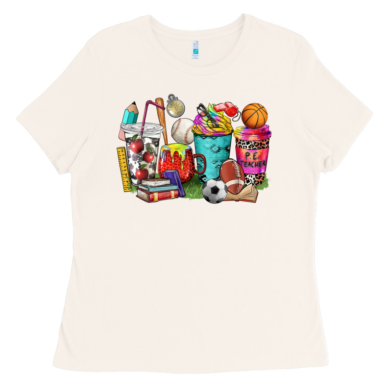 P.e. Teacher Coffee Cups Ladies Tee by NancyCooperArtShop | Teevron