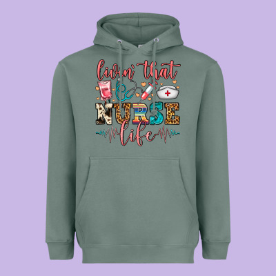 Livin' That Nurse Life Heavyweight Hoodie Designed By Fadigitalartstudio