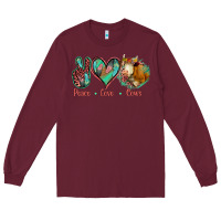 Burgundy Peace Love Cows Long Sleeve Tee - Bettercallsaul