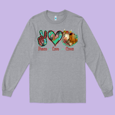 Peace Love Cows Long Sleeve Tee Designed By Bettercallsaul
