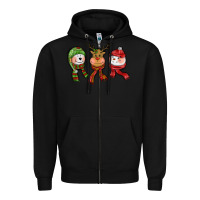 Black christmas reindeer polar bear snowman Zipper Hoodie - CowGirlArtShop
